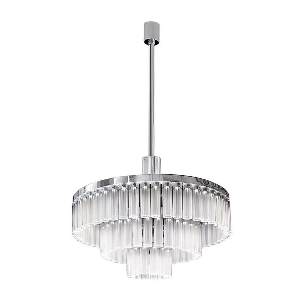 Lalique Orgue Chandelier Chrome Finish 3 Rings