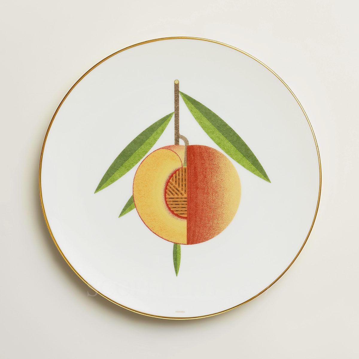 Luxury set of 6 Hermes Kaorumi Yellow Fruit Dessert Plates