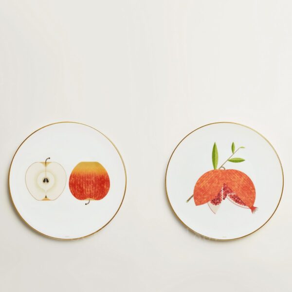 hermes kaorumi dessert plate set apple and pomegranate