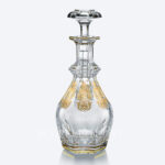 baccarat harcourt empire decanter in clear crystal with gold accents