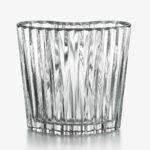 baccarat mille nuits lovers vase in clear crystal, rectangular design with wavy lines