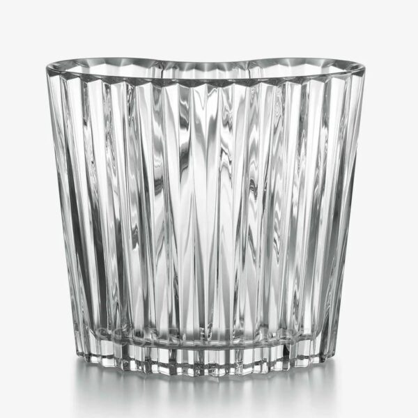 baccarat mille nuits lovers vase in clear crystal, rectangular design with wavy lines