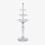 baccarat mille nuits clear crystal tall pastry stand with metallic tray