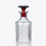 baccarat harcourt bouchon rouge whisky decanter in clear crystal with red stopper