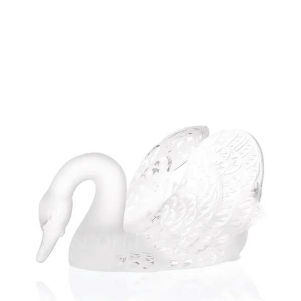 lalique swan head down sculpture