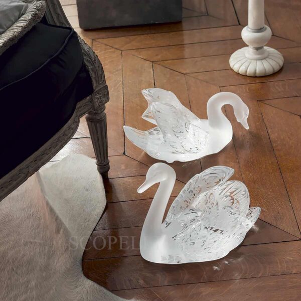 lalique swans sculptures