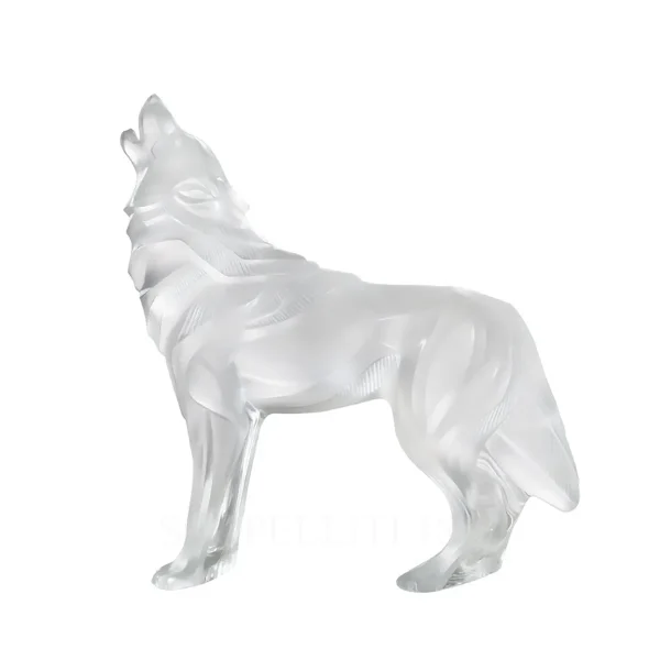 lalique wolf sculpture clear crystal