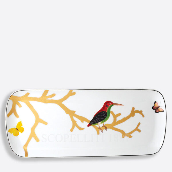 bernardaud aux oiseaux rectangular cake platter 37 cm limoges porcelain with bird motifs and gold detailing