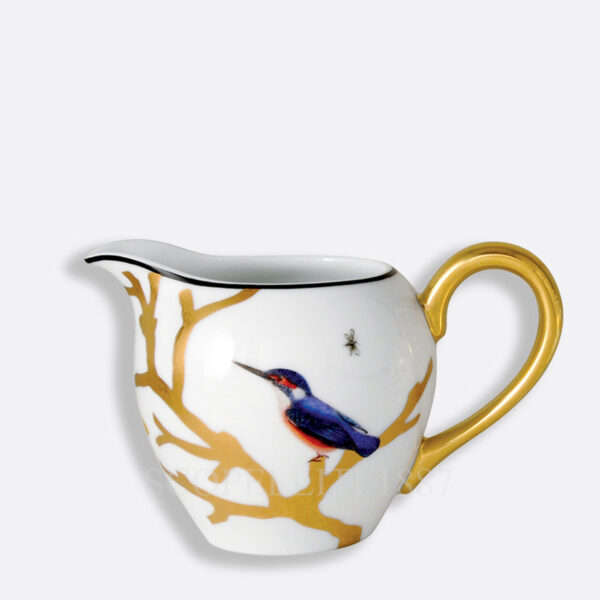 bernardaud aux oiseaux creamer in limoges porcelain with bird motifs and gold detailing