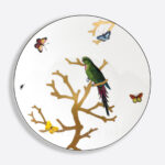 bernardaud aux oiseaux dinner plate perruche verte 26 cm in limoges porcelain with gold detailing