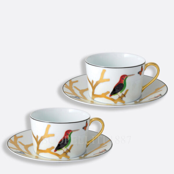 bernardaud aux oiseaux gift box with 2 breakfast cups and saucers in limoges porcelain