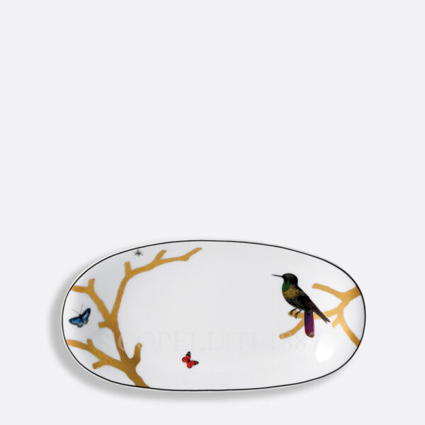 bernardaud aux oiseaux relish dish 23 x 12 cm limoges porcelain with bird motif and gold detailing