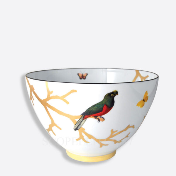 bernardaud aux oiseaux salad bowl 27 cm x 17 cm limoges porcelain with bird motif and gold detailing