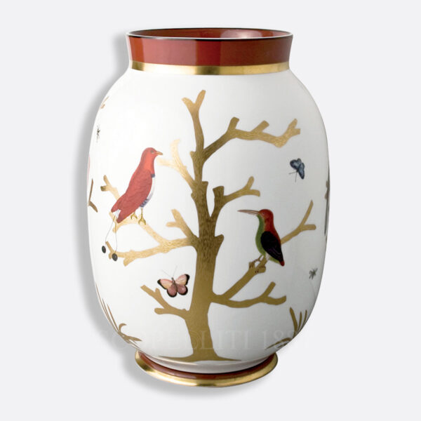 bernardaud aux oiseaux toscan vase in fine french porcelain with autumnal birds and raised gold detailing