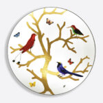 bernardaud aux oiseaux ultra flat plate 31 cm in limoges porcelain with gold detailing