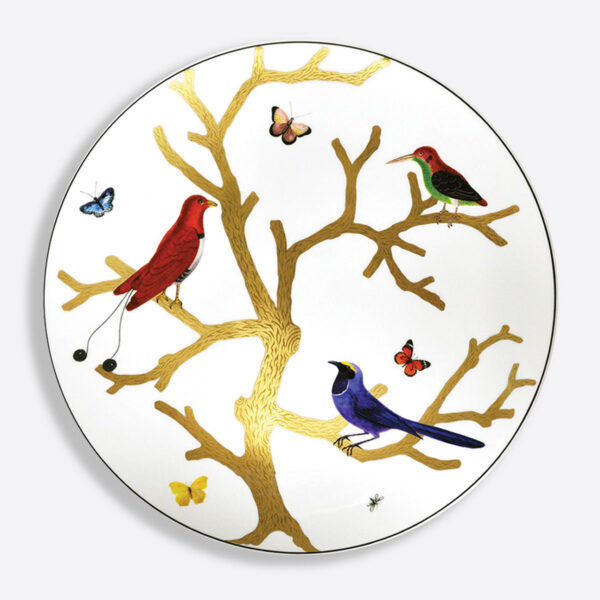 bernardaud aux oiseaux ultra flat plate 31 cm in limoges porcelain with gold detailing