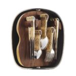 christofle carrousel 24 pcs silver plated flatware set with gold