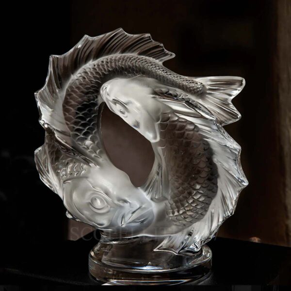 lalique double fish small sculpture details