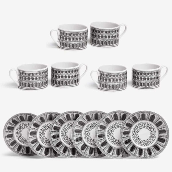 fornasetti tea cup and saucer architettura set of 6