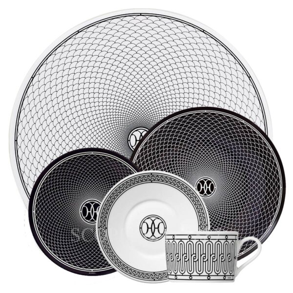 hermes h deco 5 piece place setting black