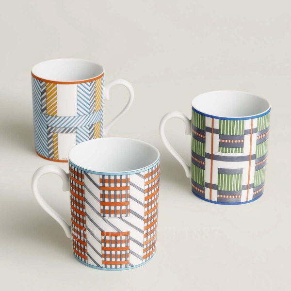 hermes set of 3 mugs hidden h