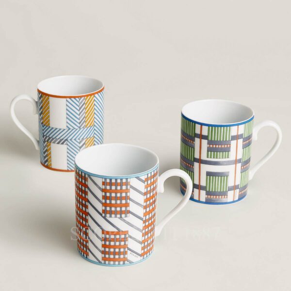 hermes set of 3 mugs hidden h