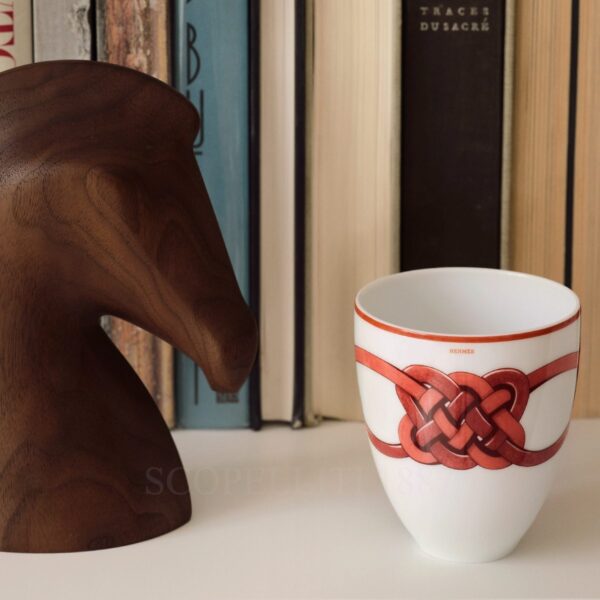 hermes porcelain tumbler large tressages equestres