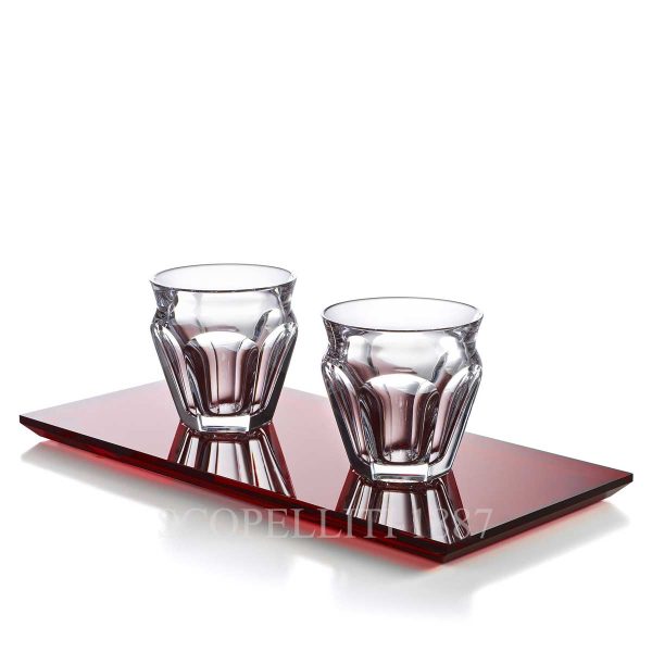 baccarat harcourt coffee set with red tray
