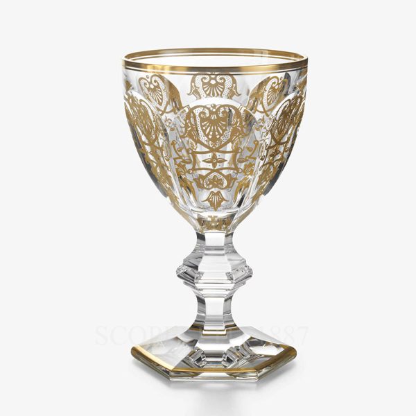 baccarat harcourt empire extra large water glass in clear crystal with gold accents
