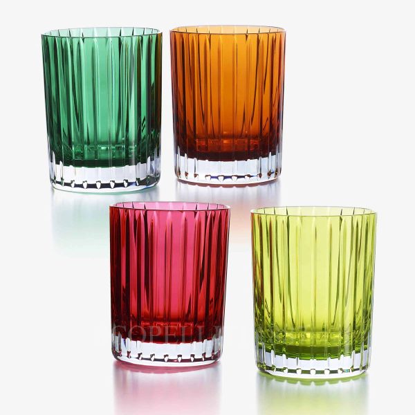 baccarat harmonie multicolor crystal tumbler set – red, orange, emerald, moss green