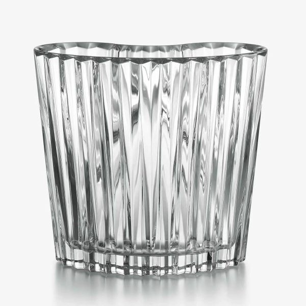 baccarat mille nuits lovers vase in clear crystal, rectangular design with wavy lines