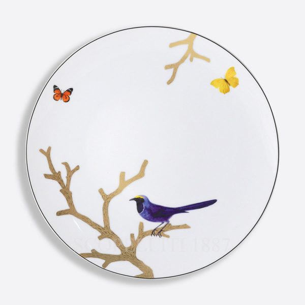 bernardaud aux oiseaux dinner plate 26 cm in limoges porcelain with bird motif and gold detailing