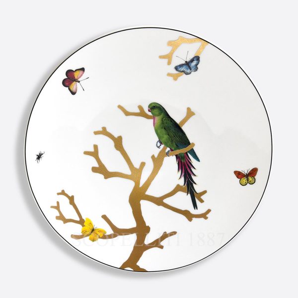 bernardaud aux oiseaux dinner plate perruche verte 26 cm in limoges porcelain with gold detailing