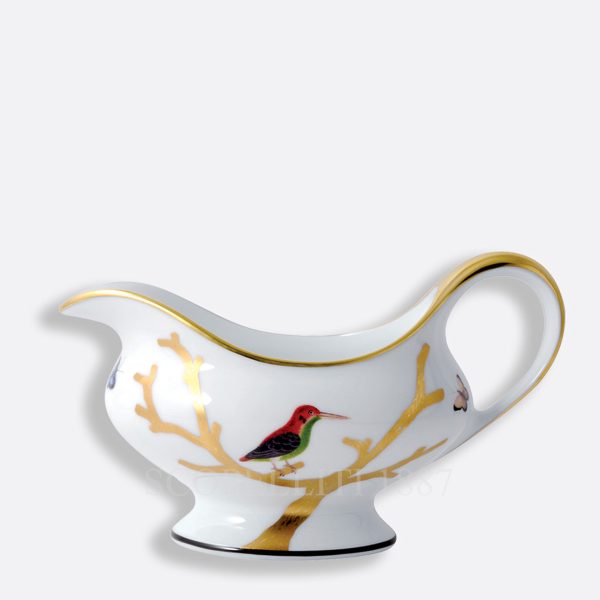 bernardaud aux oiseaux gravy boat 25 cl limoges porcelain with bird motifs and gold detailing
