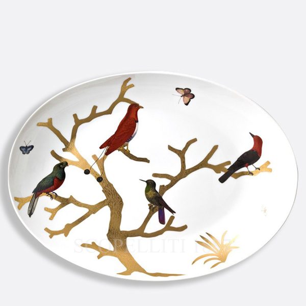bernardaud aux oiseaux oval platter no rim porcelain 39 cm x 28 cm