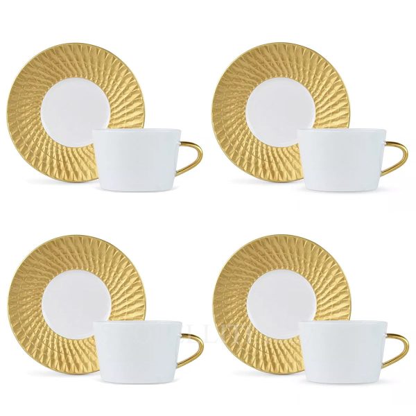 bernardaud twist gold set four tea cups saucesr