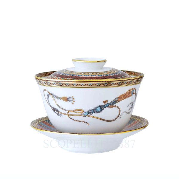 hermes tea cup with lid and saucer cheval d'orient