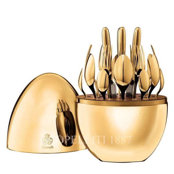 christofle mood 24 piece gilded flatware set