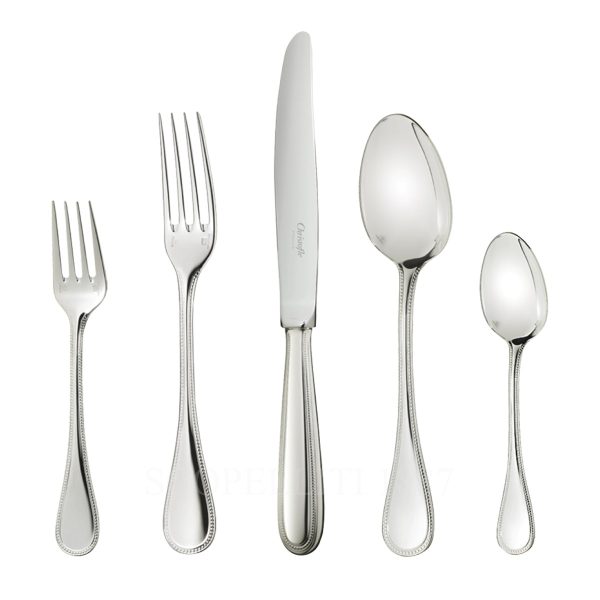 christofle perles 5 piece sterling silver flatware set