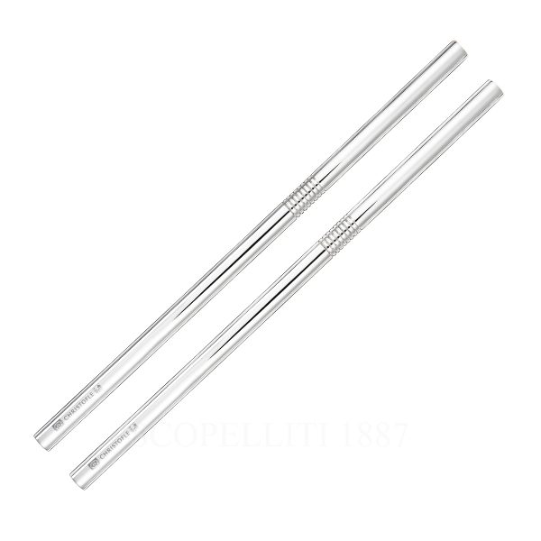 christofle uni small straws silver plated set of 2