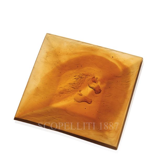 daum cavalcade crystal tray amber