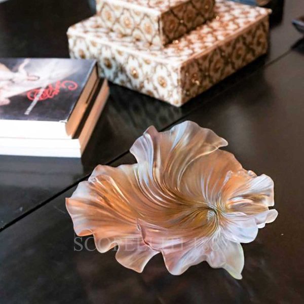 daum croisiere crystal draped bowl pink green