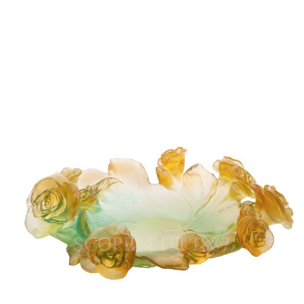 daum crystal bowl rose passion green orange