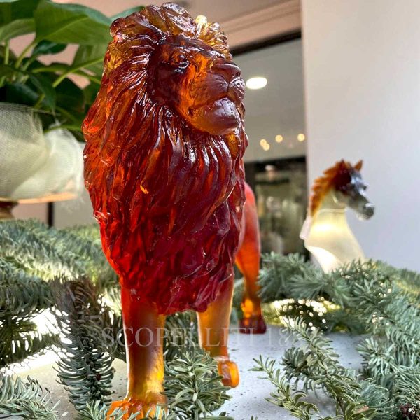 daum crystal lion amber
