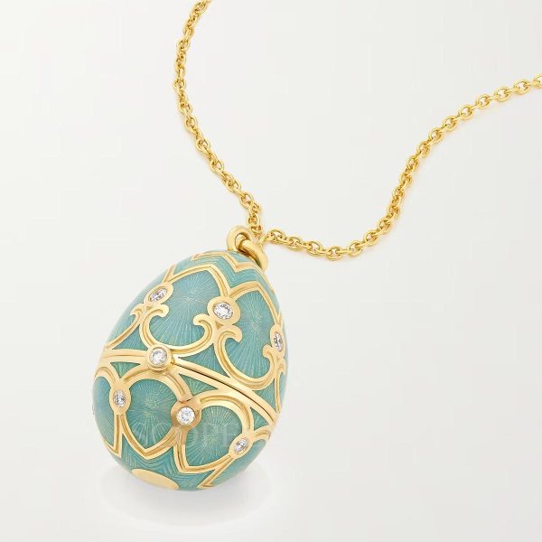 faberge gold diamond egg pendant turquoise hen