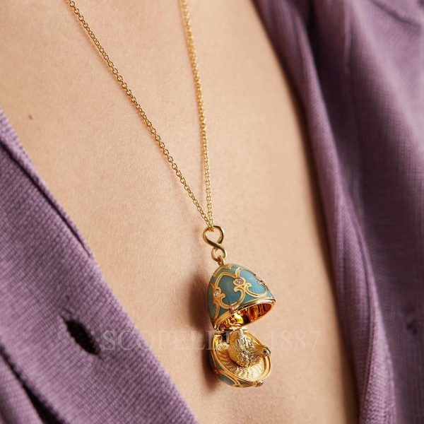 faberge gold diamond egg pendant turquoise hen