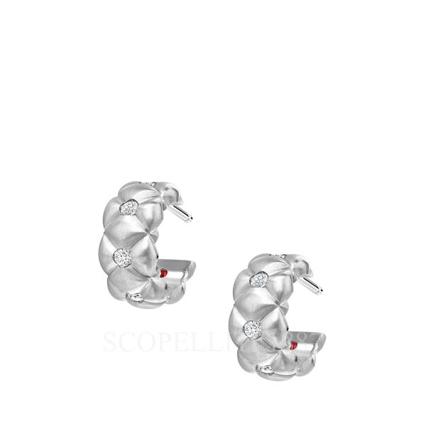 faberge 18k white gold diamond hoop earrings treillage