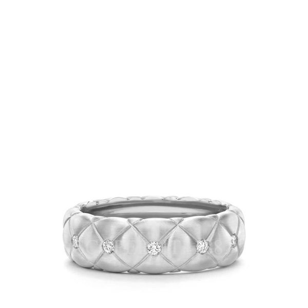 faberge 18k white gold diamond thin ring treillage