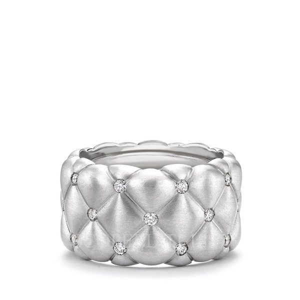 faberge 18k white gold diamond wide ring treillage
