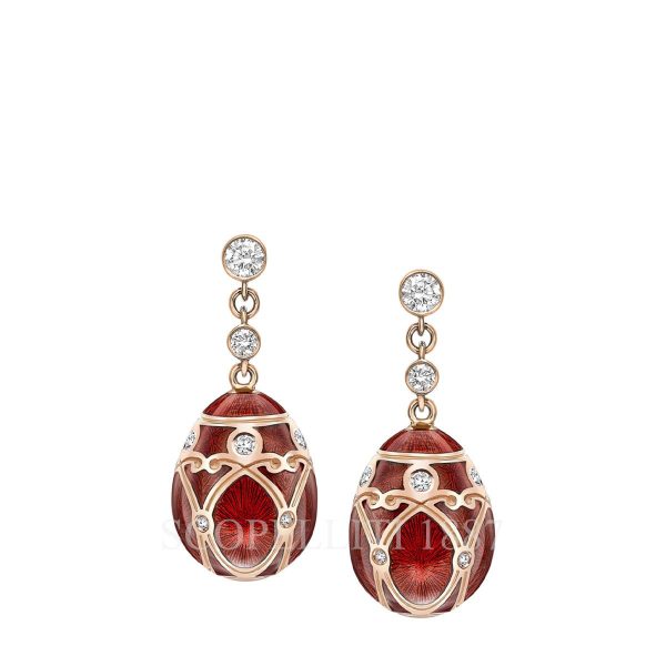 faberge 18kt rose gold diamond red earrings palais